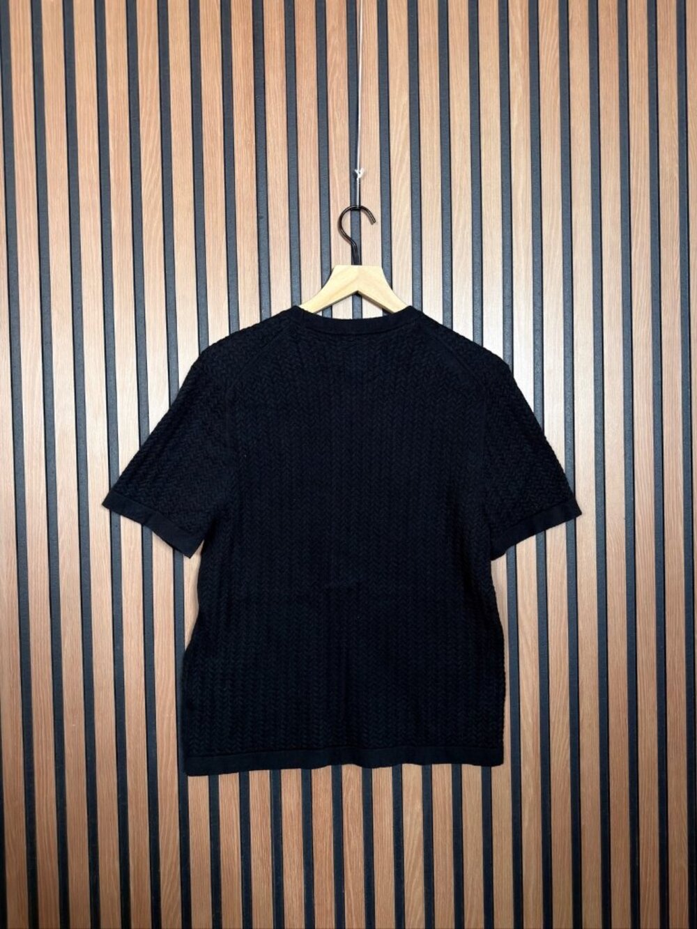 Abercrombie & Fitch Knit Shirt Small Mens Black Short Sleeve Textured - Picture 2 of 7